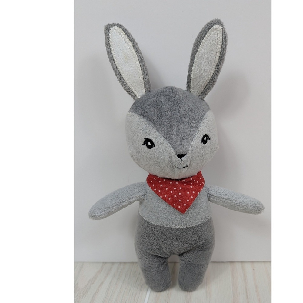 IKEA Gulligast Small Plush Bunny Gray Red Polka Dot Bandana Rabbit